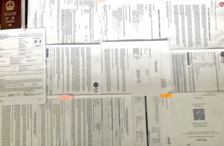 All of my paperwork in order to get back to the U.S. (*Blurred for privacy)