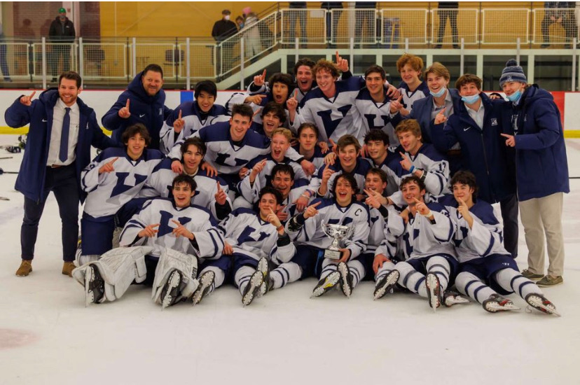 Hill boys hockey team after winning the Barber Tournament. Photo courtesy of Sean OBrien