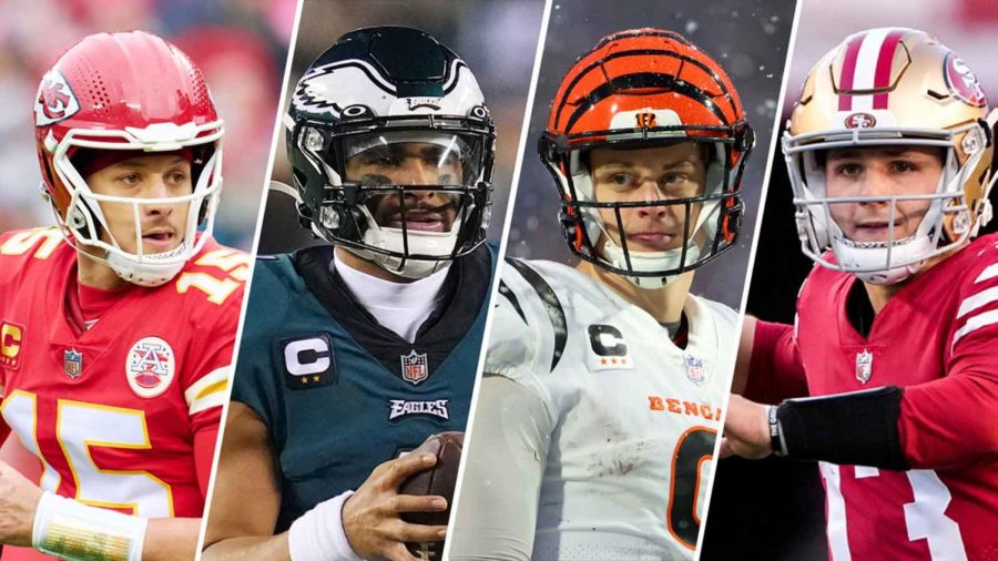 The four remaining teams in the playoffs, the Kansas City Chiefs, Philadelphia Eagles, Cincinnati Bengals and San Fransisco 49ers, face off to be last ones standing for Super Bowl LVII. 