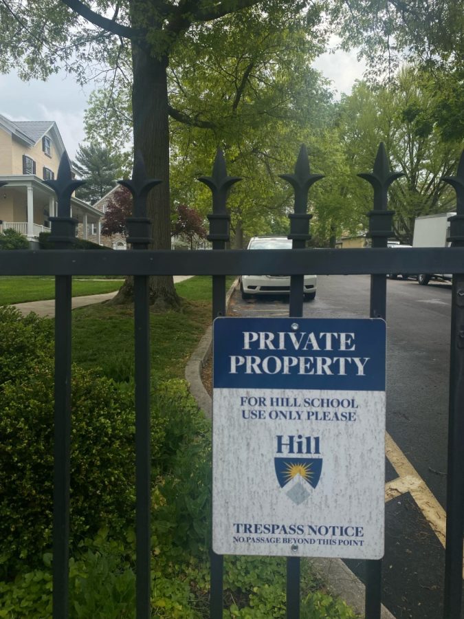The fences around Hill perimeter hold up private property signs for security reasons.