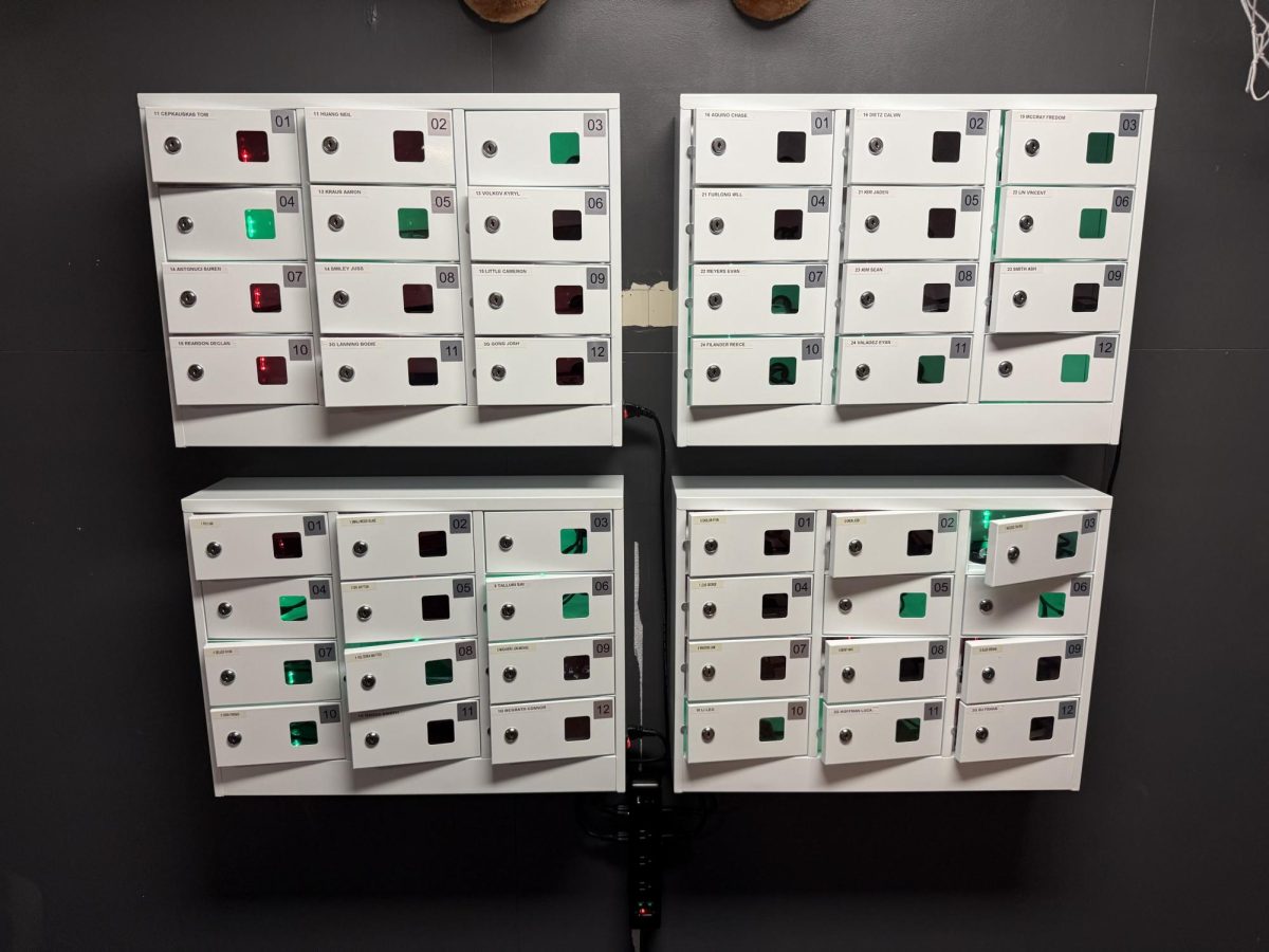 Phone lockers in Foster Dormitory