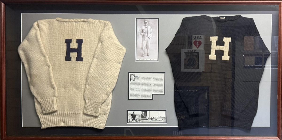 Students walk past the framed Major-H sweaters in the athletic complex every day. Yet, few know how this sweater came to be.